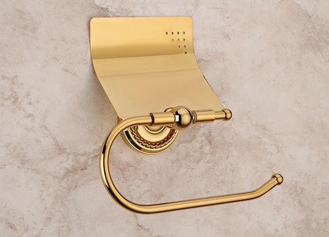 Luxury Polished Gold Color Brass Wall Mounted Bathroom Toilet Paper Roll Holder Bathroom Accessory
